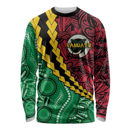 Vanuatu Personalized Tribal Long Sleeve Shirt Aboriginal Inspired Mix Style - Aussie Hoodie