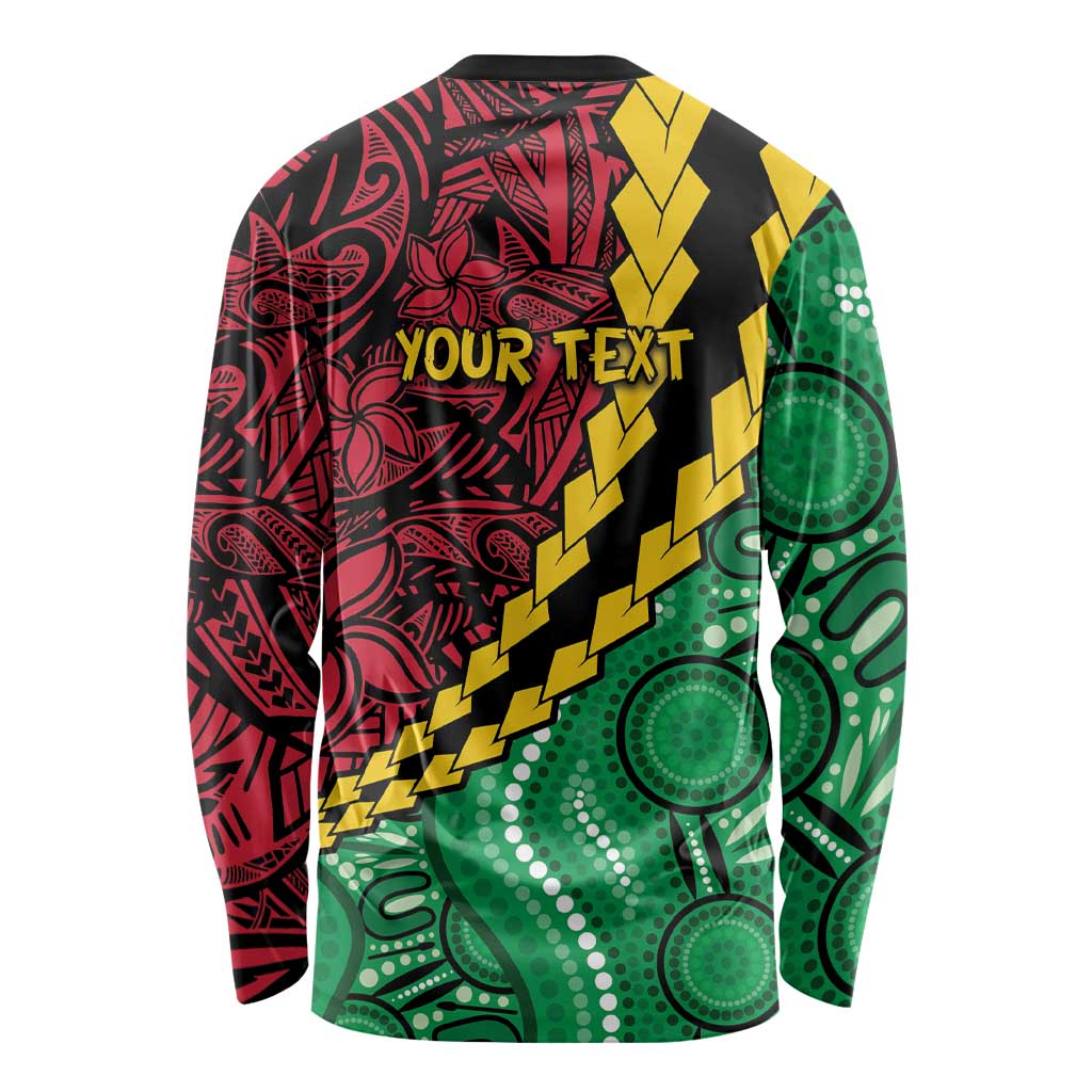 Vanuatu Personalized Tribal Long Sleeve Shirt Aboriginal Inspired Mix Style - Aussie Hoodie