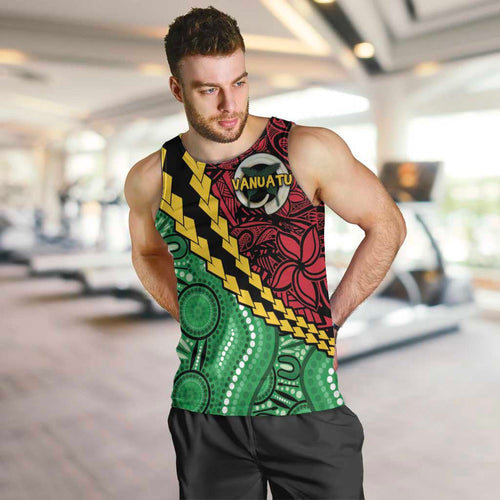 Vanuatu Personalized Tribal Men Tank Top Aboriginal Inspired Mix Style - Aussie Hoodie
