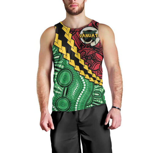 Vanuatu Personalized Tribal Men Tank Top Aboriginal Inspired Mix Style - Aussie Hoodie