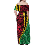 Vanuatu Personalized Tribal Off Shoulder Maxi Dress Aboriginal Inspired Mix Style - Aussie Hoodie