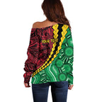 Vanuatu Personalized Tribal Off Shoulder Sweater Aboriginal Inspired Mix Style - Aussie Hoodie