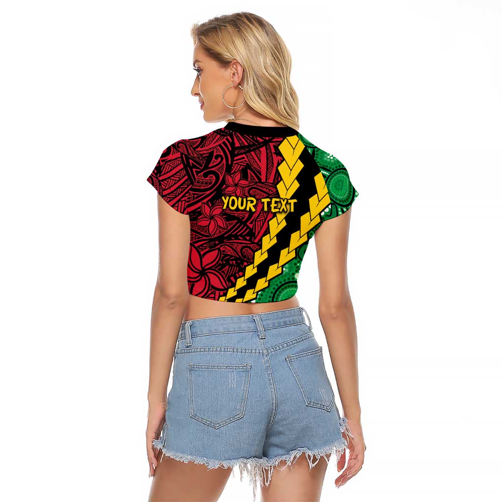 Vanuatu Personalized Tribal Raglan Cropped T Shirt Aboriginal Inspired Mix Style - Aussie Hoodie