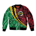 Vanuatu Personalized Tribal Sleeve Zip Bomber Jacket Aboriginal Inspired Mix Style - Aussie Hoodie