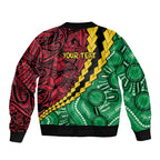 Vanuatu Personalized Tribal Sleeve Zip Bomber Jacket Aboriginal Inspired Mix Style - Aussie Hoodie