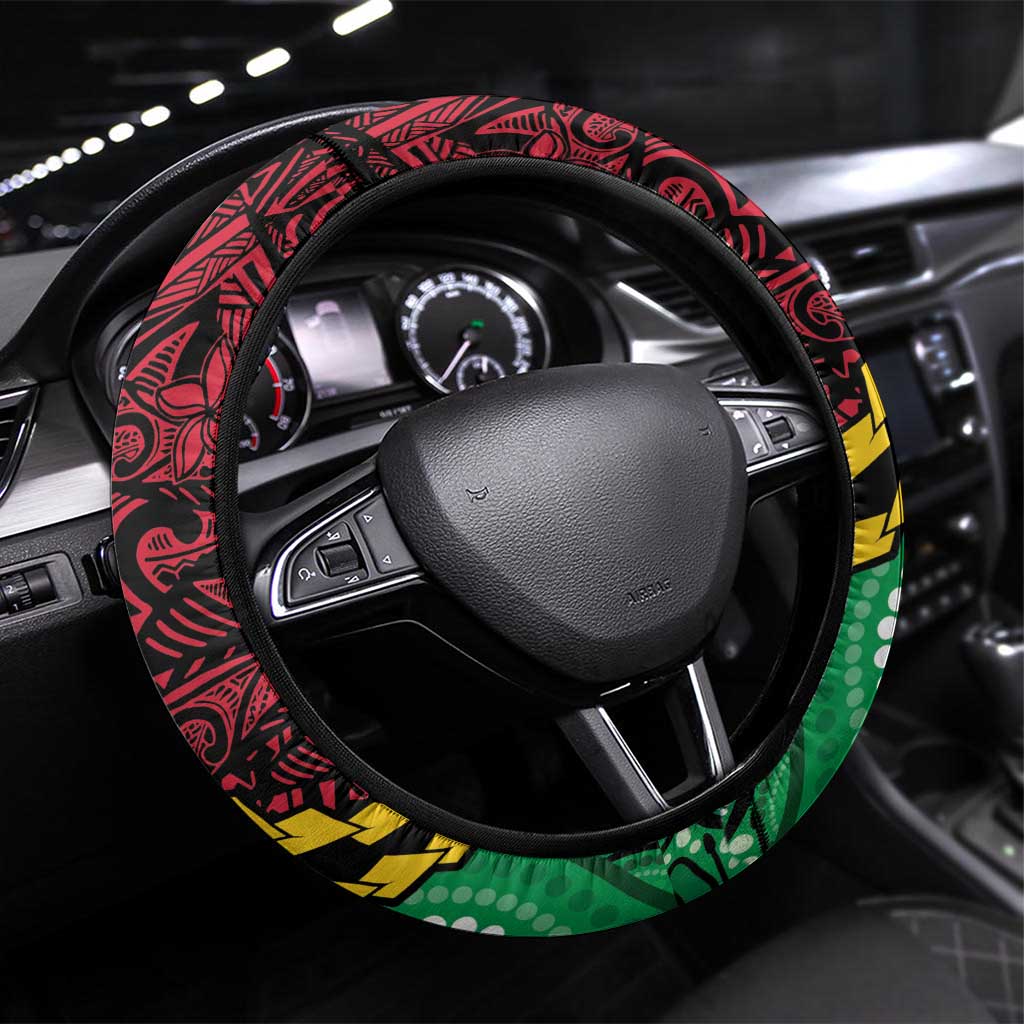 Vanuatu Tribal Steering Wheel Cover Aboriginal Inspired Mix Style - Aussie Hoodie