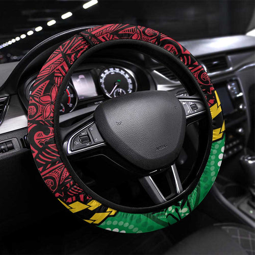 Vanuatu Tribal Steering Wheel Cover Aboriginal Inspired Mix Style - Aussie Hoodie