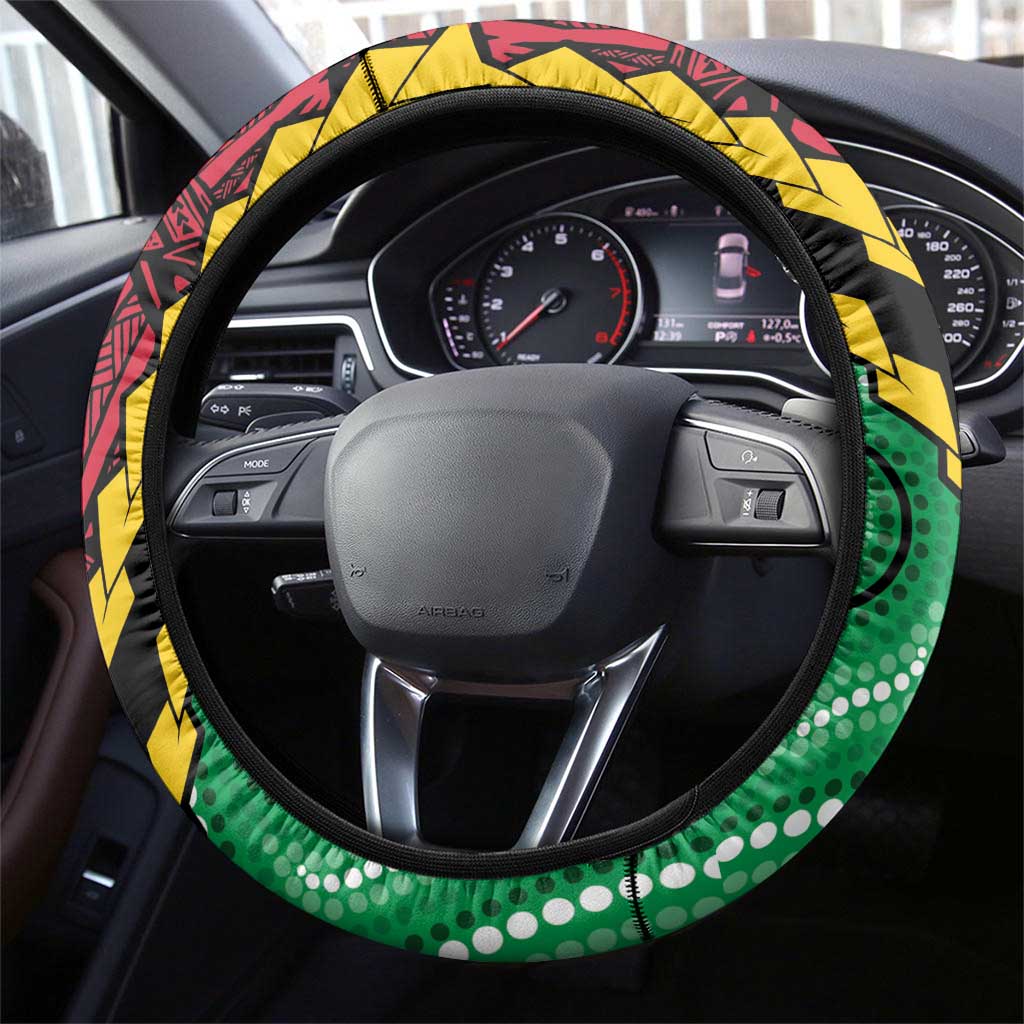 Vanuatu Tribal Steering Wheel Cover Aboriginal Inspired Mix Style - Aussie Hoodie
