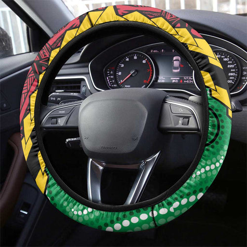 Vanuatu Tribal Steering Wheel Cover Aboriginal Inspired Mix Style - Aussie Hoodie