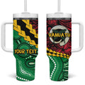 Vanuatu Personalized Tribal Tumbler With Handle Aboriginal Inspired Mix Style - Aussie Hoodie