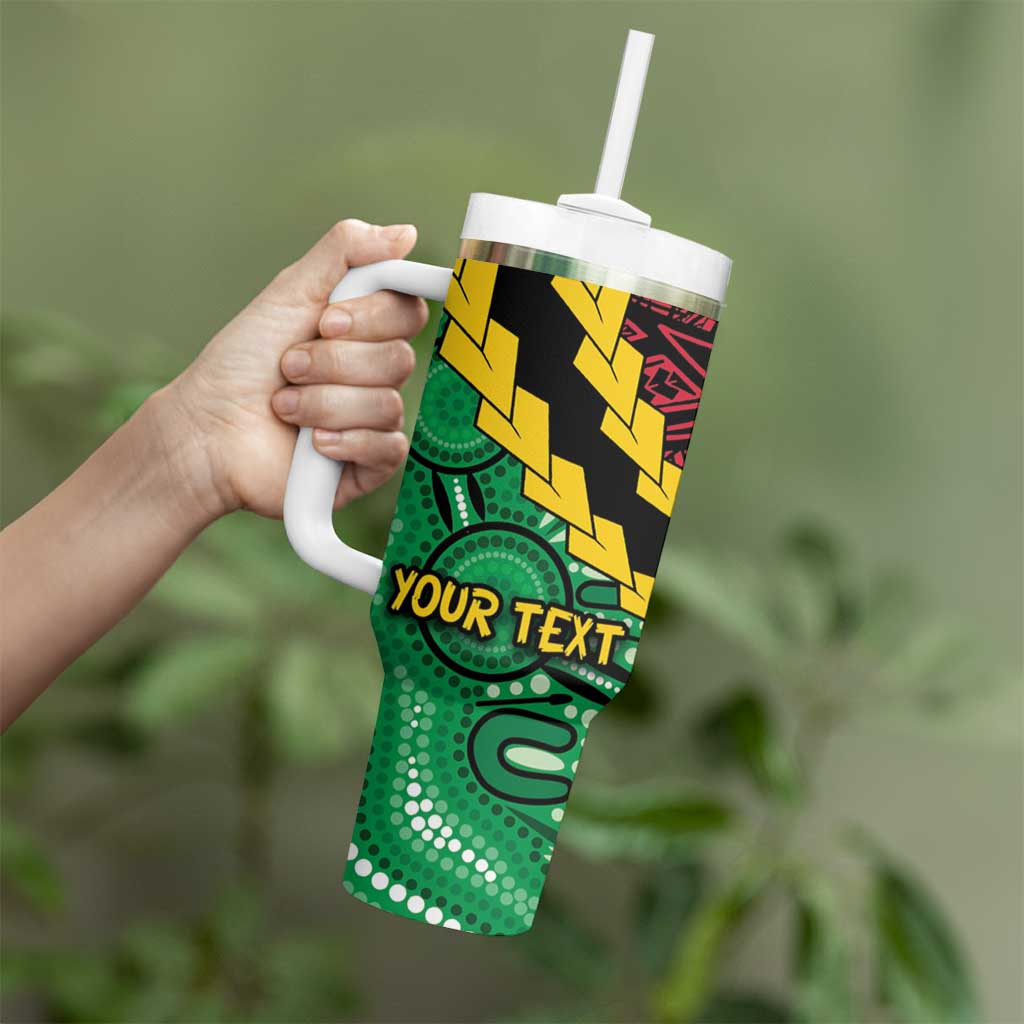 Vanuatu Personalized Tribal Tumbler With Handle Aboriginal Inspired Mix Style - Aussie Hoodie