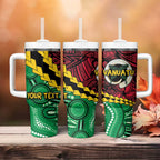 Vanuatu Personalized Tribal Tumbler With Handle Aboriginal Inspired Mix Style - Aussie Hoodie