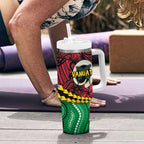 Vanuatu Personalized Tribal Tumbler With Handle Aboriginal Inspired Mix Style - Aussie Hoodie