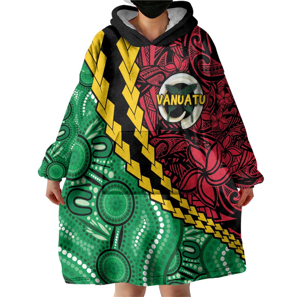 Vanuatu Personalized Tribal Wearable Blanket Hoodie Aboriginal Inspired Mix Style - Aussie Hoodie