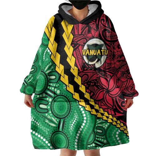 Vanuatu Personalized Tribal Wearable Blanket Hoodie Aboriginal Inspired Mix Style - Aussie Hoodie