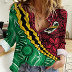 Vanuatu Personalized Tribal Women Casual Shirt Aboriginal Inspired Mix Style - Aussie Hoodie