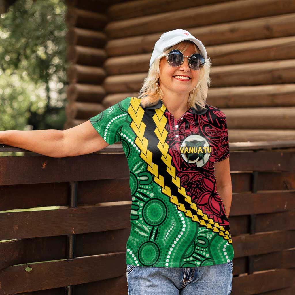 Vanuatu Personalized Tribal Women Polo Shirt Aboriginal Inspired Mix Style - Aussie Hoodie