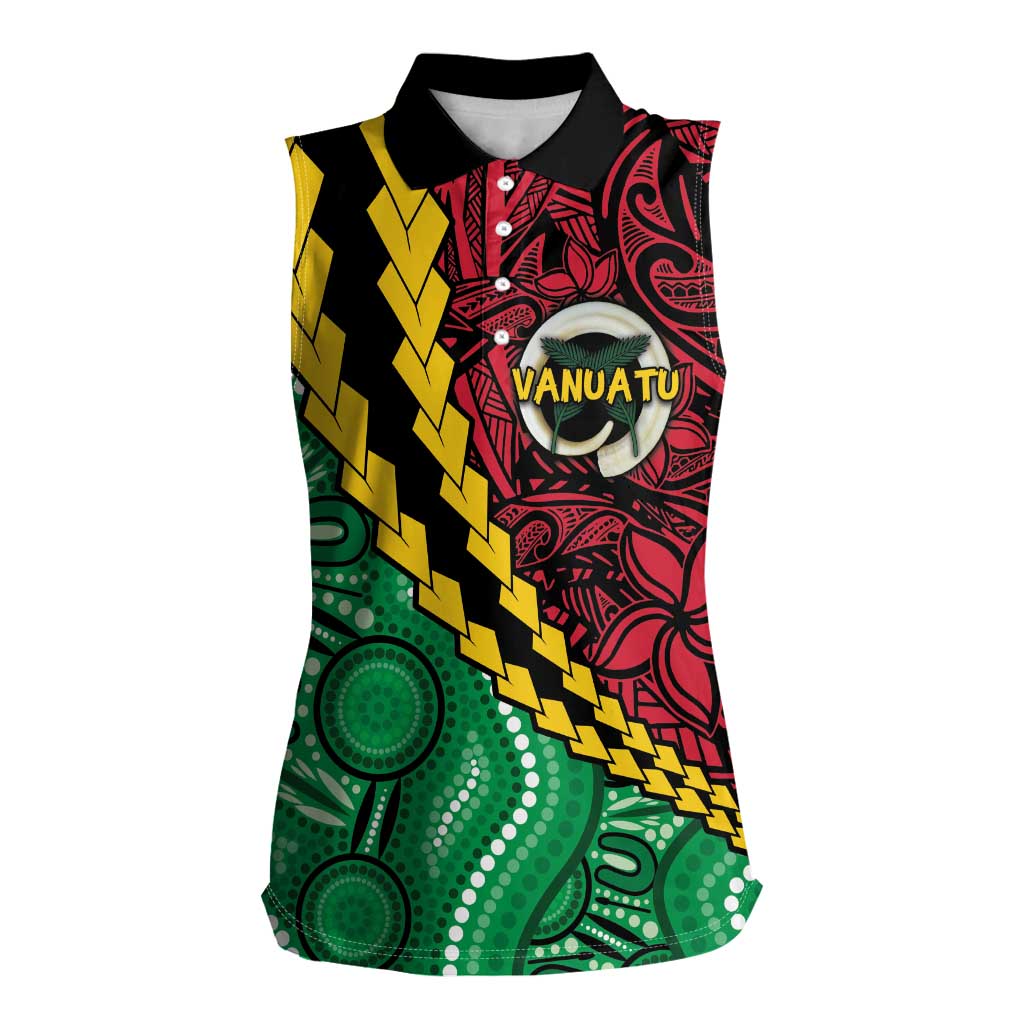 Vanuatu Personalized Tribal Women Sleeveless Polo Shirt Aboriginal Inspired Mix Style - Aussie Hoodie