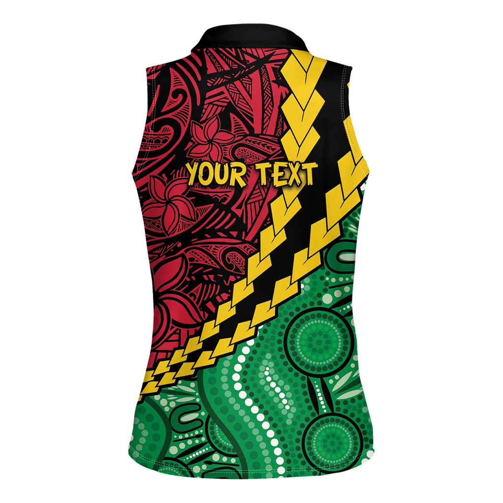 Vanuatu Personalized Tribal Women Sleeveless Polo Shirt Aboriginal Inspired Mix Style - Aussie Hoodie