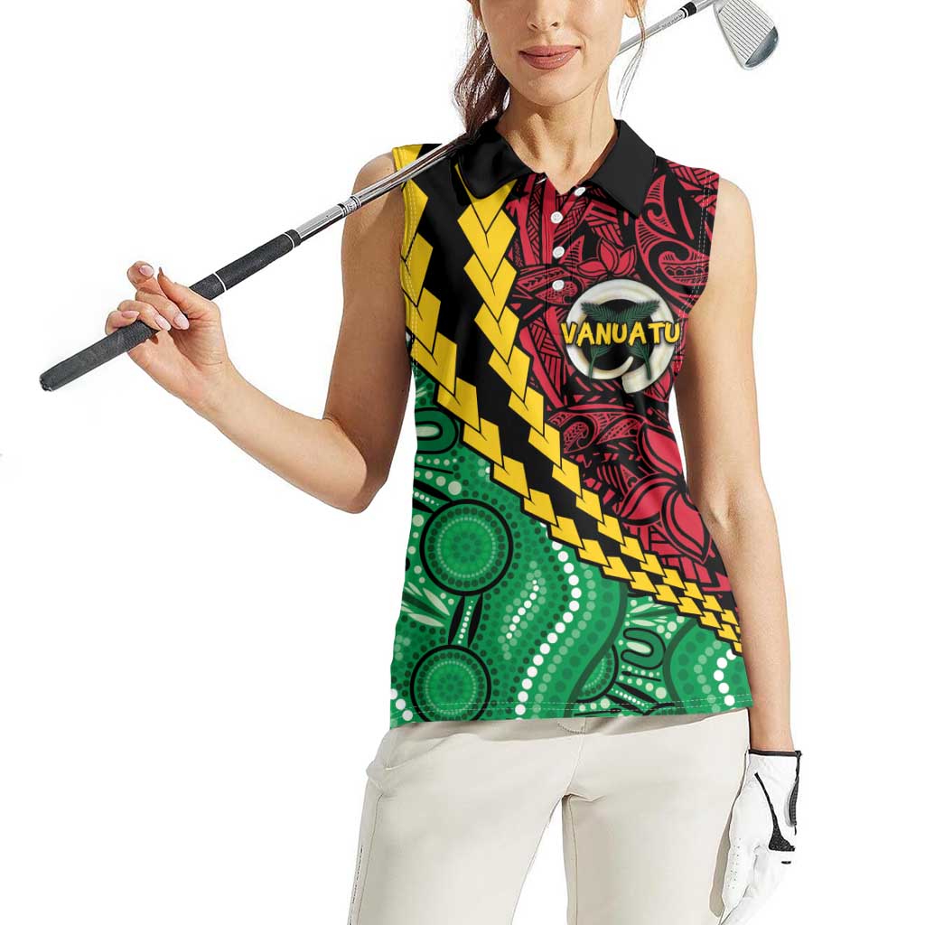 Vanuatu Personalized Tribal Women Sleeveless Polo Shirt Aboriginal Inspired Mix Style - Aussie Hoodie