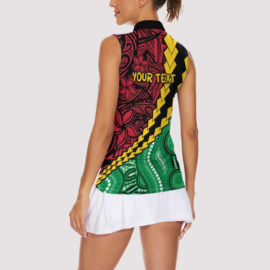 Vanuatu Personalized Tribal Women Sleeveless Polo Shirt Aboriginal Inspired Mix Style - Aussie Hoodie
