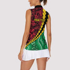Vanuatu Personalized Tribal Women Sleeveless Polo Shirt Aboriginal Inspired Mix Style - Aussie Hoodie