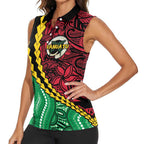 Vanuatu Personalized Tribal Women Sleeveless Polo Shirt Aboriginal Inspired Mix Style - Aussie Hoodie