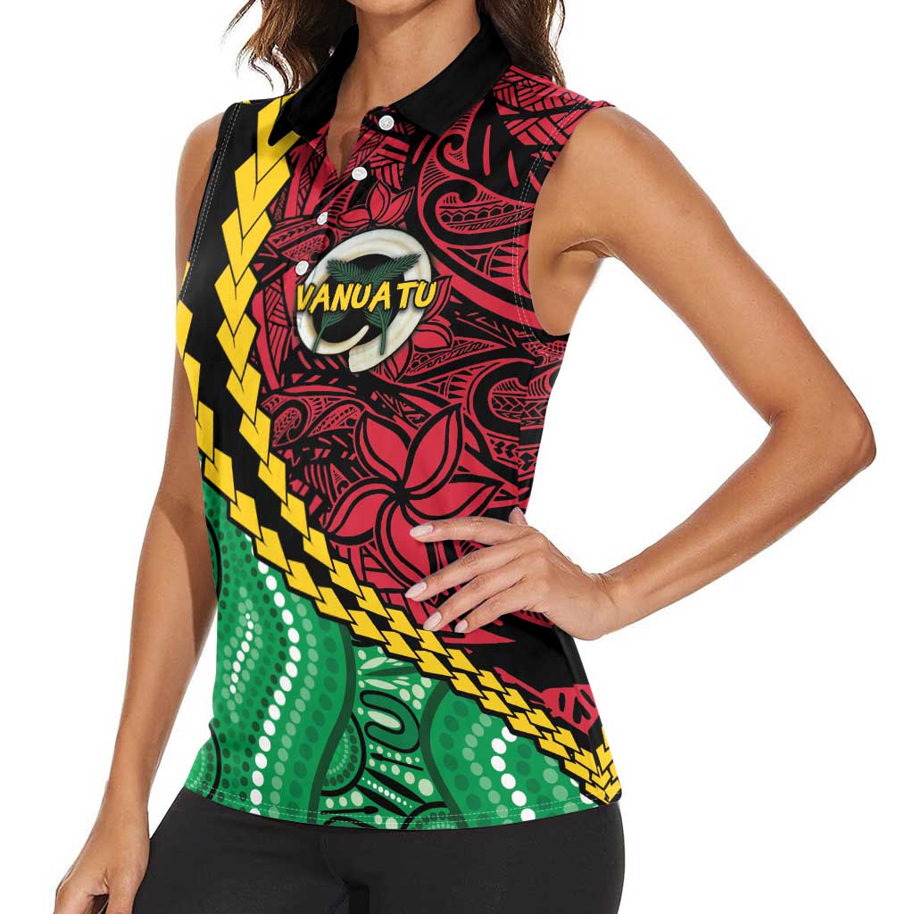 Vanuatu Personalized Tribal Women Sleeveless Polo Shirt Aboriginal Inspired Mix Style - Aussie Hoodie