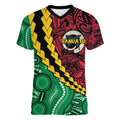 Vanuatu Personalized Tribal Women V-Neck T-Shirt Aboriginal Inspired Mix Style - Aussie Hoodie