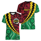 Vanuatu Personalized Tribal Women V-Neck T-Shirt Aboriginal Inspired Mix Style - Aussie Hoodie