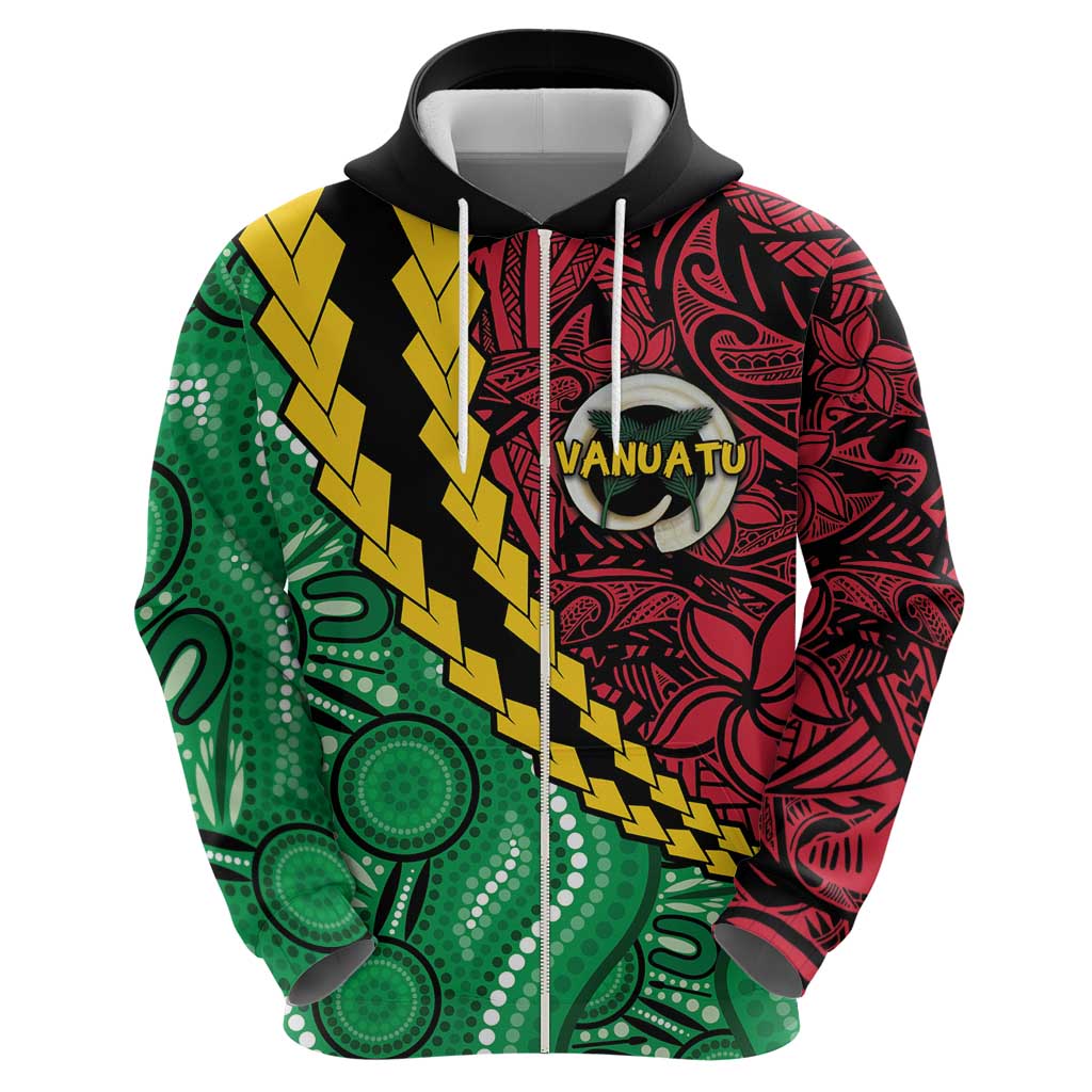 Vanuatu Personalized Tribal Zip Hoodie Aboriginal Inspired Mix Style - Aussie Hoodie