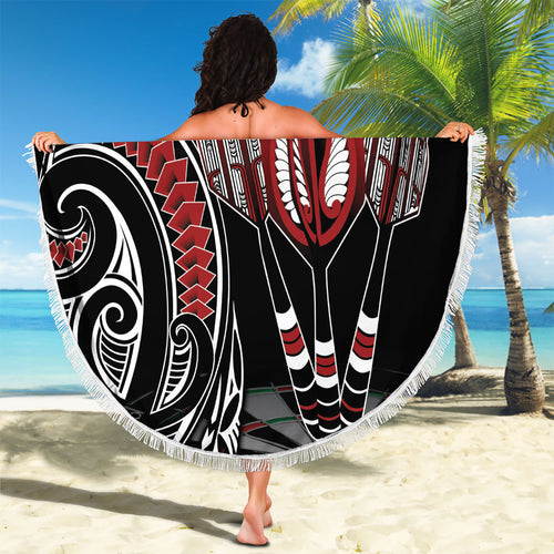 New Zealand Darts Personalized Hei Manaia Beach Blanket Classic Kowhaiwhai