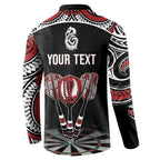 New Zealand Darts Personalized Hei Manaia Button Sweatshirt Classic Kowhaiwhai