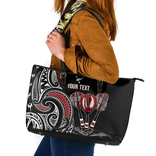 New Zealand Darts Personalized Hei Manaia Leather Tote Bag Classic Kowhaiwhai