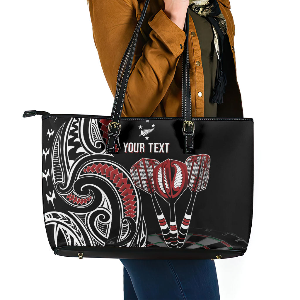 New Zealand Darts Personalized Hei Manaia Leather Tote Bag Classic Kowhaiwhai