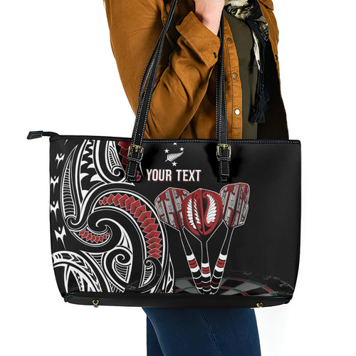New Zealand Darts Personalized Hei Manaia Leather Tote Bag Classic Kowhaiwhai