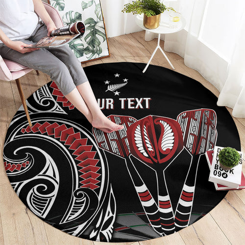 New Zealand Darts Personalized Hei Manaia Round Carpet Classic Kowhaiwhai