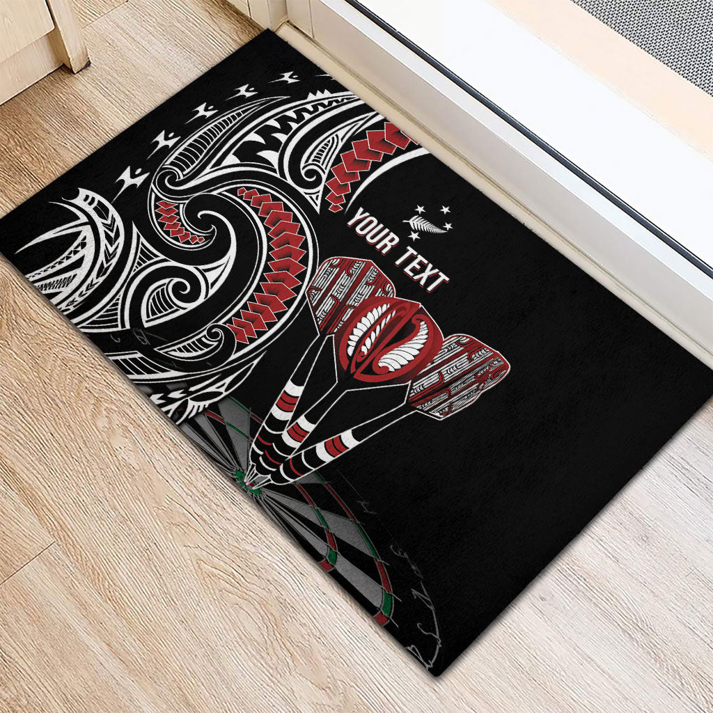 New Zealand Darts Personalized Hei Manaia Rubber Doormat Classic Kowhaiwhai