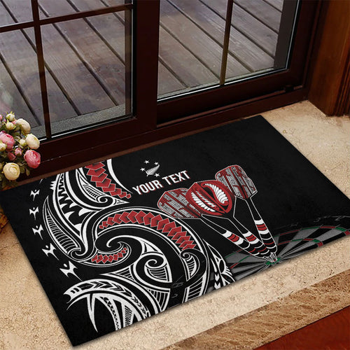 New Zealand Darts Personalized Hei Manaia Rubber Doormat Classic Kowhaiwhai
