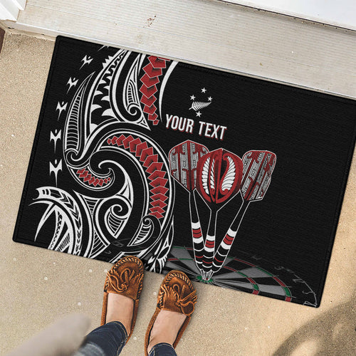 New Zealand Darts Personalized Hei Manaia Rubber Doormat Classic Kowhaiwhai