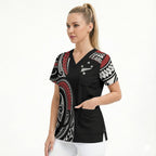 New Zealand Darts Personalized Hei Manaia Scrub Top Classic Kowhaiwhai