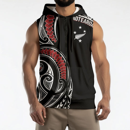 New Zealand Darts Personalized Hei Manaia Sleeveless Zip Hoodie Classic Kowhaiwhai