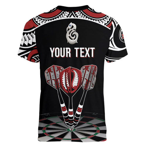 New Zealand Darts Personalized Hei Manaia Women V-Neck T-Shirt Classic Kowhaiwhai