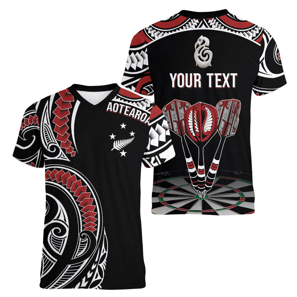 New Zealand Darts Personalized Hei Manaia Women V-Neck T-Shirt Classic Kowhaiwhai