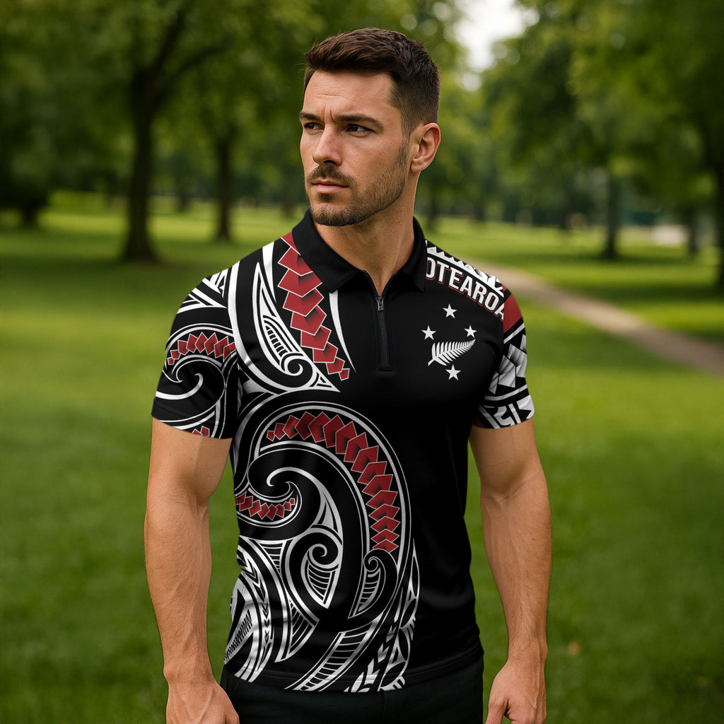 New Zealand Darts Personalized Hei Manaia Zipper Polo Shirt Classic Kowhaiwhai