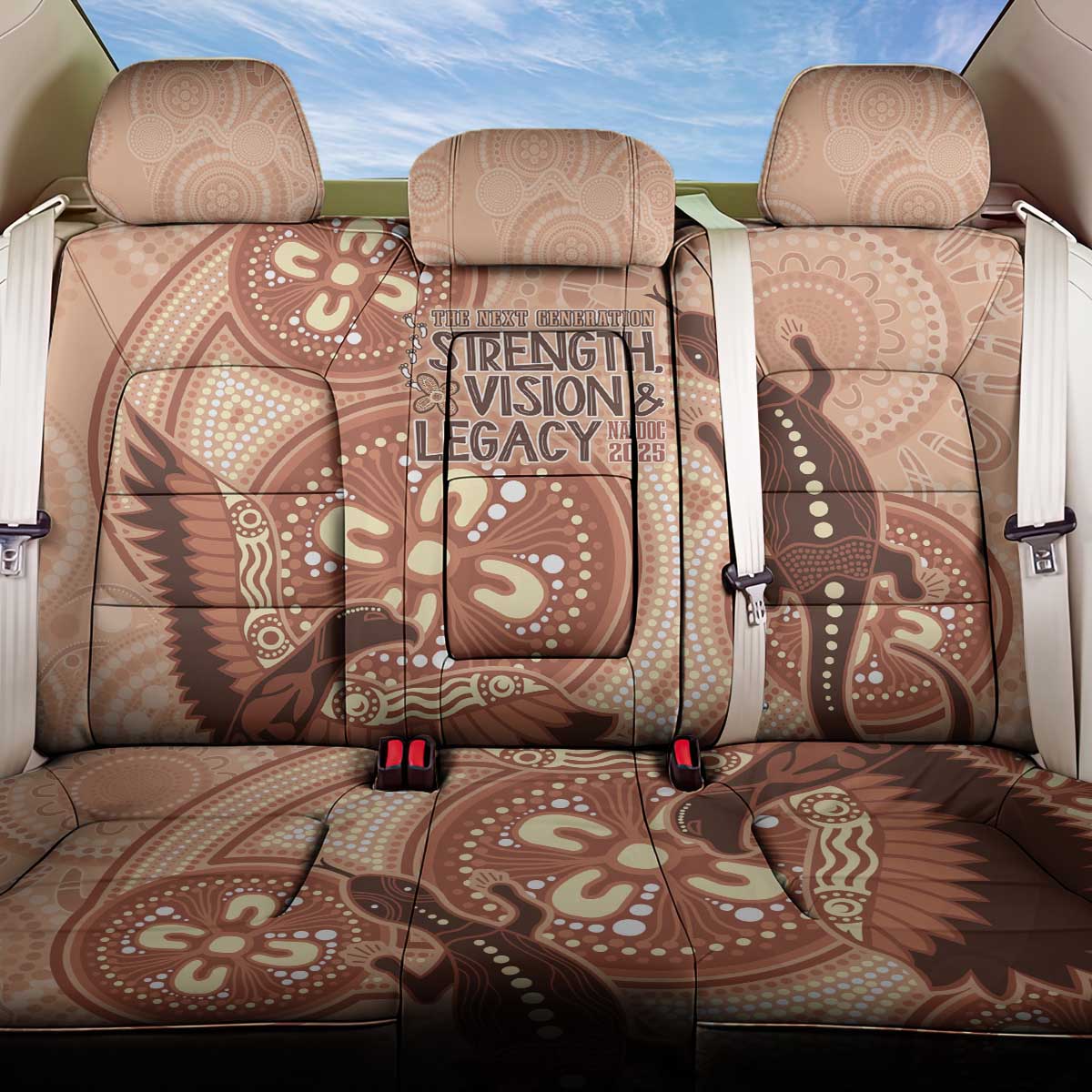 NAIDOC 2025 Strength Vision & Legacy Back Car Seat Cover Future Dreaming - Taupe