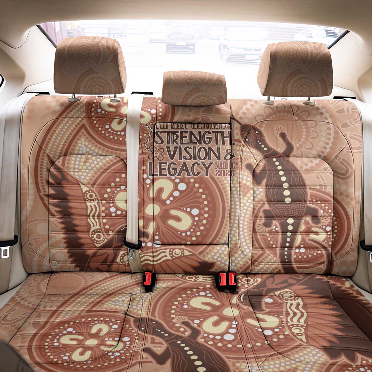 NAIDOC 2025 Strength Vision & Legacy Back Car Seat Cover Future Dreaming - Taupe