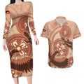 NAIDOC 2025 Strength Vision & Legacy Couples Matching Long Sleeve Bodycon Dress and Hawaiian Shirt Future Dreaming - Taupe