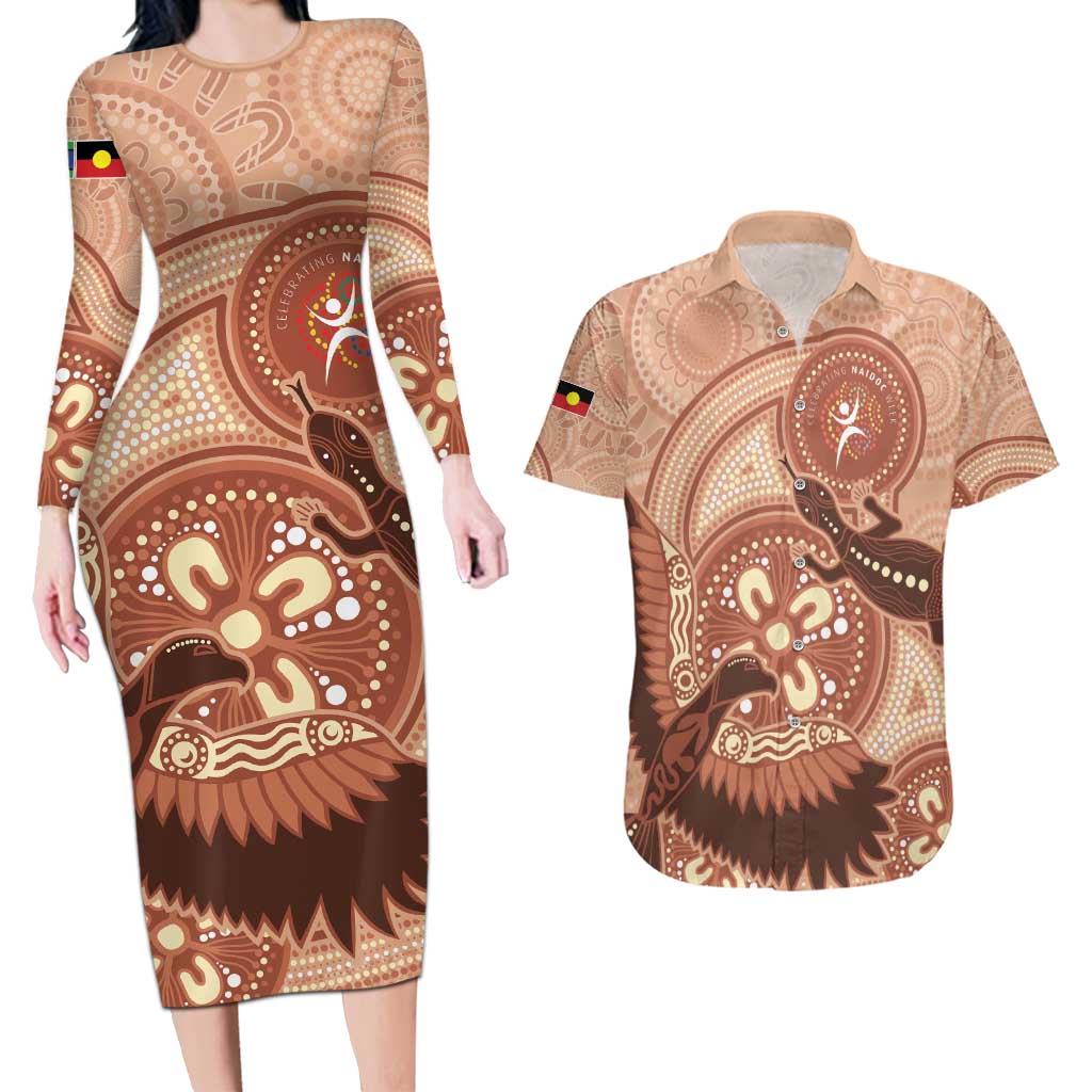 NAIDOC 2025 Strength Vision & Legacy Couples Matching Long Sleeve Bodycon Dress and Hawaiian Shirt Future Dreaming - Taupe