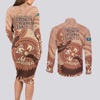 NAIDOC 2025 Strength Vision & Legacy Couples Matching Long Sleeve Bodycon Dress and Long Sleeve Button Shirt Future Dreaming - Taupe